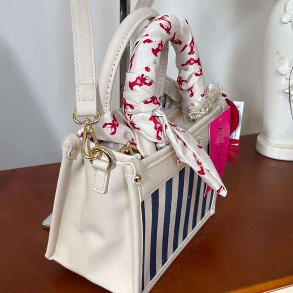 Betsey Johnson Navy and White Striped Mini Bag - Picture 4 of 10